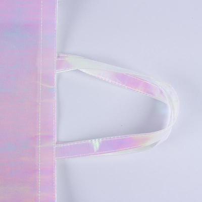 Mostra Logo personalizzato Rosa Holografica Non Tessuto Iriscente Tote Bag per il regalo di nozze