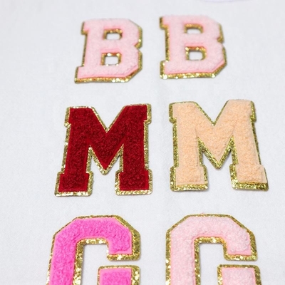 5.1cm 5.7cm 6.3cm 7cm Lettera A-Z Glitter Patch Stiratura Chenille Glitter Letter Patch Abbigliamento