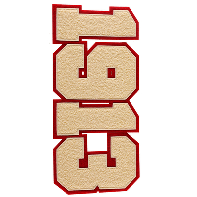 Colori PANTONE Ferro su lettere di chenille Patch per abbigliamento Patch ricamo