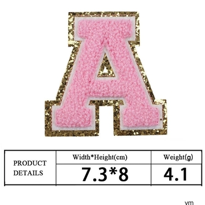 Acciaio a bordo oro rosa su riparazione adesiva Alfabeto Applicche di cucitura con tessuto Twill 3D