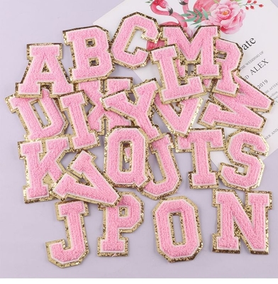8 cm Patch di lettere di chenille Set alfabetico per abbigliamento Ferro personalizzato su asciugamano ricamato