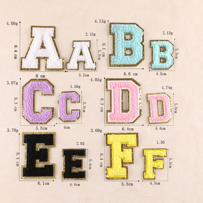 8 cm Patch di lettere di chenille Set alfabetico per abbigliamento Ferro personalizzato su asciugamano ricamato