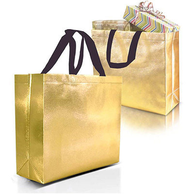 Borsa da shopping non tessuta in metallo d'argento, disegno olografico personalizzato e colori Pantone