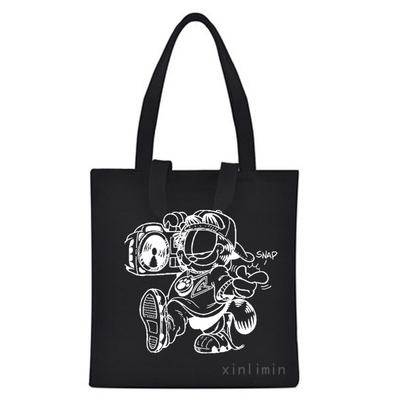 Colore personalizzato Cartone animato eco-compatibile Moda Stampato Borsa Tote per le donne