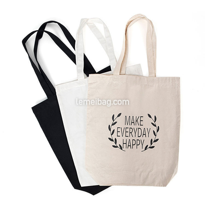 Mostra Borsa da shopping in bianco stampata su misura Eco riciclata Borsa da shopping in bianco Borsa da bagno in cotone organico con logo