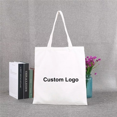 Pulito in bianco Organico Calico cotone tela Generi alimentari Acquisti Tote Bag Logo personalizzato Dimensione stampata