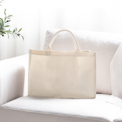 Borsa a forma quadrata in tela impermeabile stratificata di cotone per la vendita al dettaglio