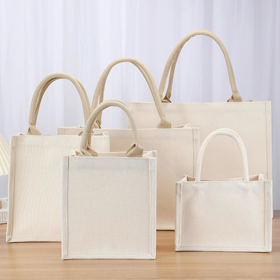 Borsa a forma quadrata in tela impermeabile stratificata di cotone per la vendita al dettaglio