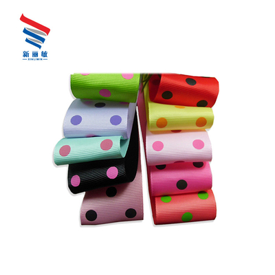 100% poliestere stampato su misura Polka Dots Grosgrain Ribbon con larghezza su richiesta