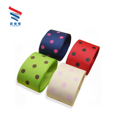 100% poliestere stampato su misura Polka Dots Grosgrain Ribbon con larghezza su richiesta