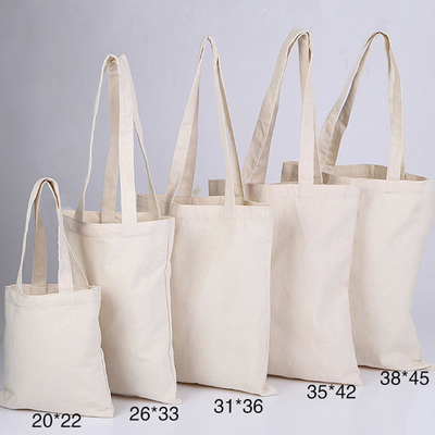 Borsa di cotone bianca e bianca con logo stampato su misura