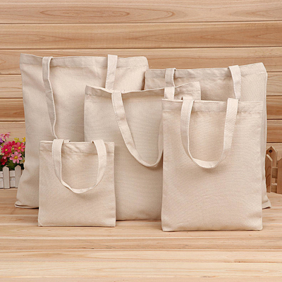 Borsa di cotone bianca e bianca con logo stampato su misura