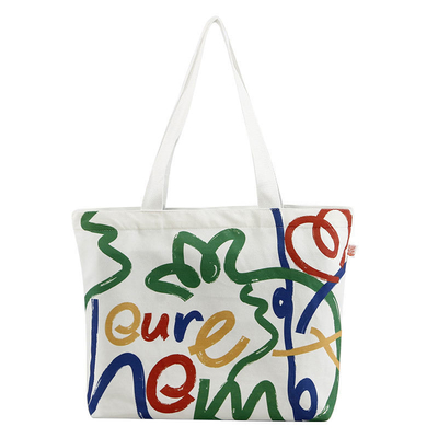 Borsa da acquisto in tela a colori personalizzata di grande capacità con disegno e logo Smiley Face