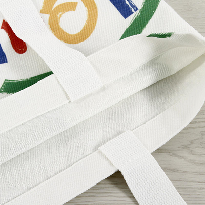 Borsa da acquisto in tela a colori personalizzata di grande capacità con disegno e logo Smiley Face