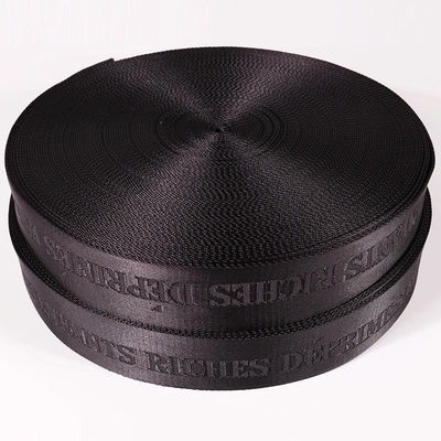 Logo personalizzato Tessuto Jacquard Strap Webbing in colore nero per 38mm Nylon Shoulder Strap
