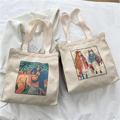 OEM Customized Heavy-duty Cotton Canvas Shopping Tote Bag con logo personalizzato