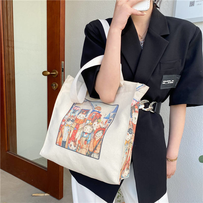 OEM Customized Heavy-duty Cotton Canvas Shopping Tote Bag con logo personalizzato
