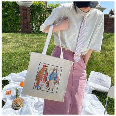 OEM Customized Heavy-duty Cotton Canvas Shopping Tote Bag con logo personalizzato