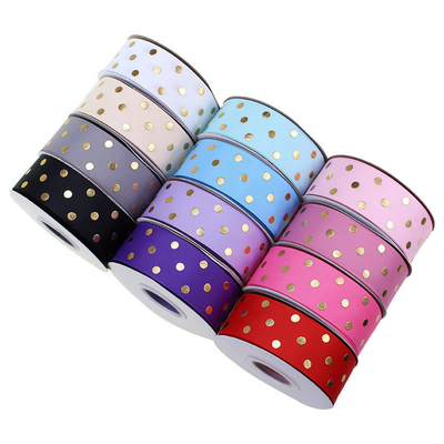 OEM accettato 1.5 pollici carta d'oro stampata su misura Polka Dot Grosgrain Nastro 38mm per capelli arco / regalo avvolgimento