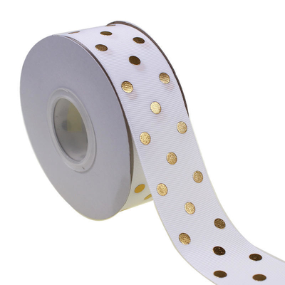 OEM accettato 1.5 pollici carta d'oro stampata su misura Polka Dot Grosgrain Nastro 38mm per capelli arco / regalo avvolgimento