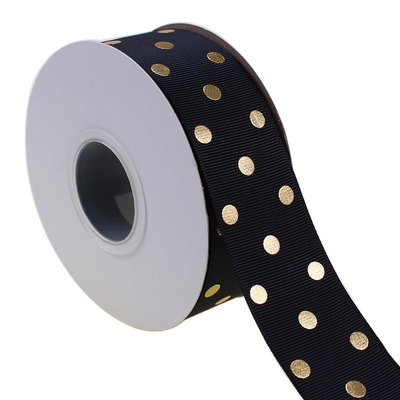 OEM accettato 1.5 pollici carta d'oro stampata su misura Polka Dot Grosgrain Nastro 38mm per capelli arco / regalo avvolgimento