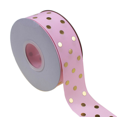 OEM accettato 1.5 pollici carta d'oro stampata su misura Polka Dot Grosgrain Nastro 38mm per capelli arco / regalo avvolgimento