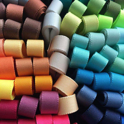 6mm-40mm 196 Colori Scelte Custom Stripe Polyester Grosgrain Ribbon in Satin Fabric