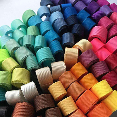 6mm-40mm 196 Colori Scelte Custom Stripe Polyester Grosgrain Ribbon in Satin Fabric