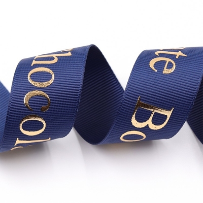 Fogli d'oro 3D personalizzati, eco-friendly, stampati in seta nera, nastro grosso con logo inciso