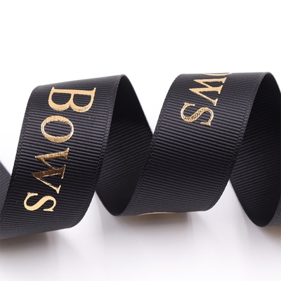 Fogli d'oro 3D personalizzati, eco-friendly, stampati in seta nera, nastro grosso con logo inciso