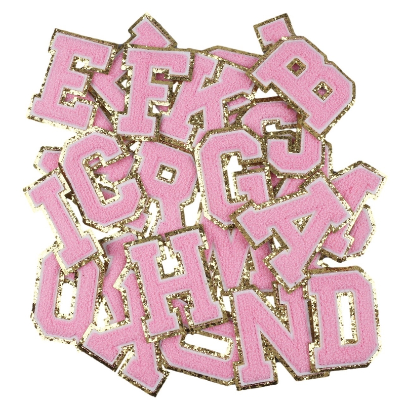 Acciaio a bordo oro rosa su riparazione adesiva Alfabeto Applicche di cucitura con tessuto Twill 3D