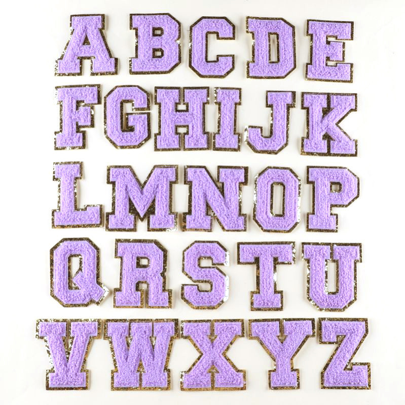 8 cm Patch di lettere di chenille Set alfabetico per abbigliamento Ferro personalizzato su asciugamano ricamato