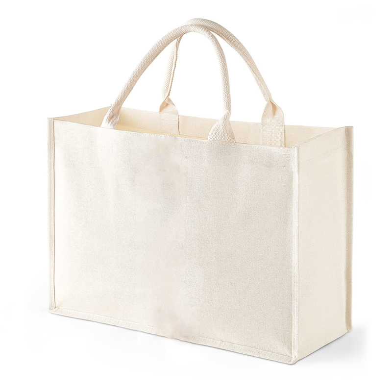 Borsa a forma quadrata in tela impermeabile stratificata di cotone per la vendita al dettaglio