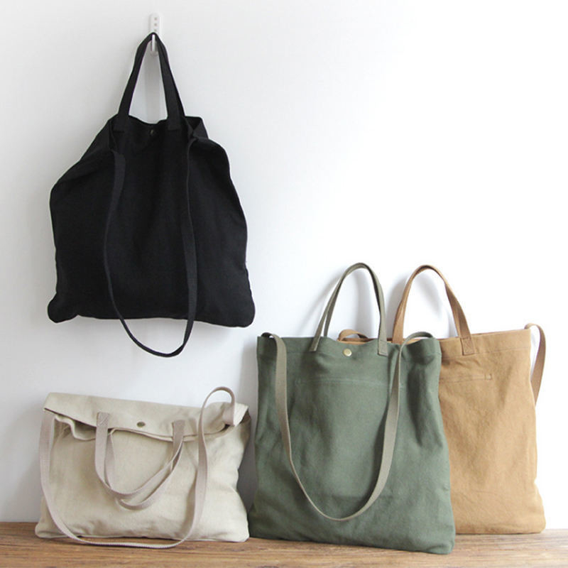 Promozione Donne Naturale di cotone durevole Canvas Acquisti Borsa Tote Per Commercio Acquisti