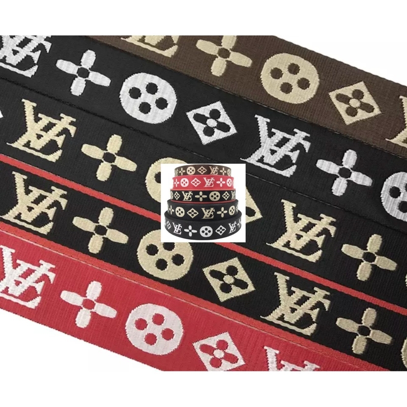 Logo personalizzato Tessuto Jacquard Strap Webbing in colore nero per 38mm Nylon Shoulder Strap