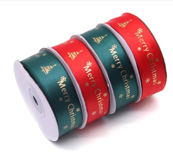 Merry Christmas Alphabet Woven Edge Ribbon per decorazioni personalizzate per festivi