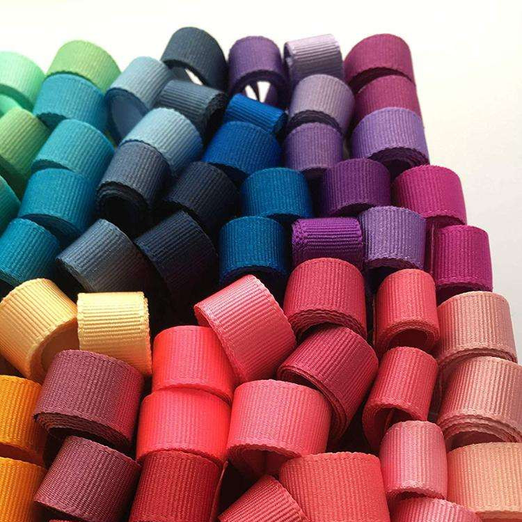 6mm-40mm 196 Colori Scelte Custom Stripe Polyester Grosgrain Ribbon in Satin Fabric